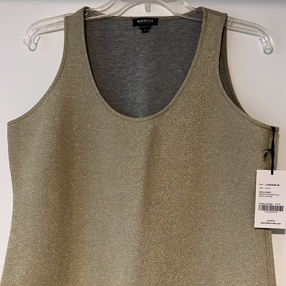 Worth New York Gold Stretch Tank Dress Size 8 - Picture 2 of 3